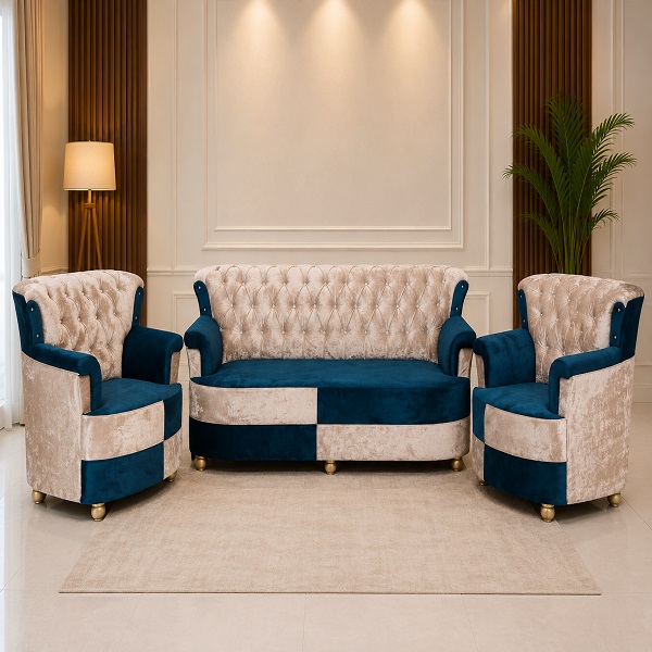 Luxury Chesterfield 3+1+1 Velvet Sofa Set