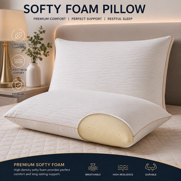 Premium Softy Foam Pillow for Comfortable Sleep & Support