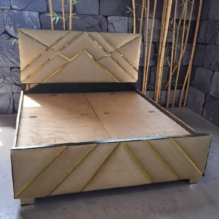 Creamgold Wooden upholstered Double Bed